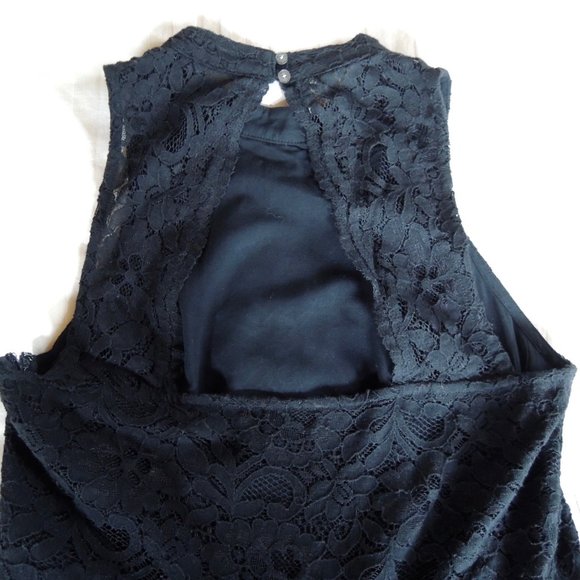 Hollister Black Lace Overlay High Neck Sleeveless Dress M - Picture 7 of 11